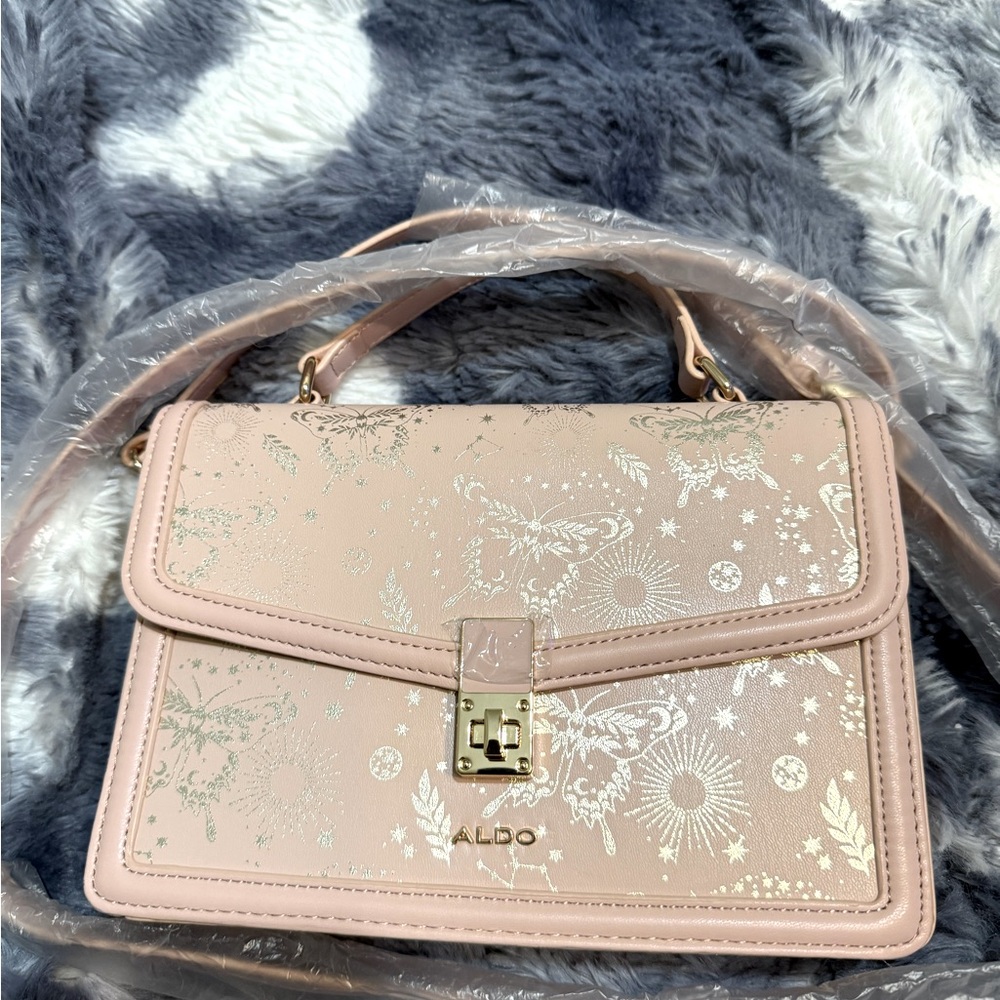 Aldo Pink Satchel with Gold Hardware